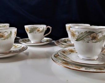 Vintage 'Duchess Greensleeves' Bone China 16 PceTeaset (Three Trios and Two Duos)