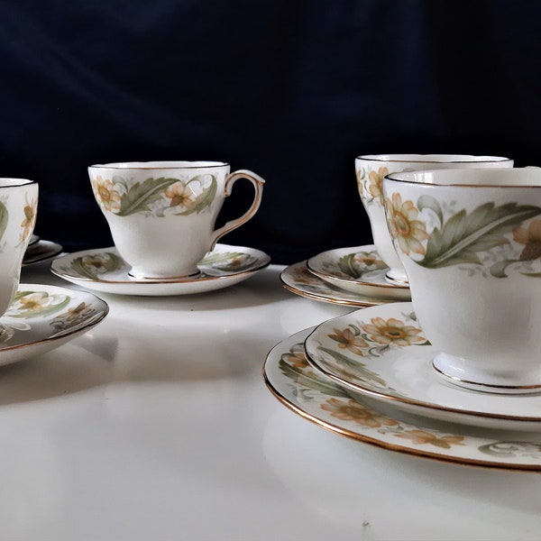 Vintage 'Duchess Greensleeves' Bone China 16 PceTeaset (Three Trios and Two Duos)