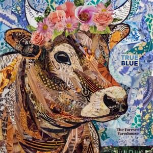 Flower Crown Cow fine art collage print