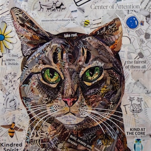 Green Eyed Cat fine art collage print