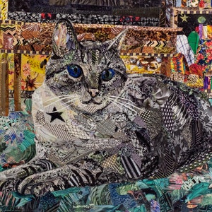 Lounging Cat fine art collage print