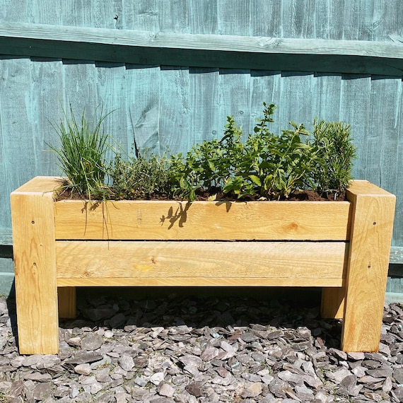 Garden Herb Planter Wooden Herb Box Handmade Planter - Etsy