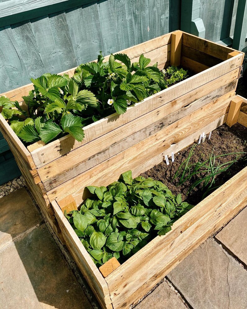 Wooden Garden Veg Box Flower Bed Outdoor Planter Tiered Etsy