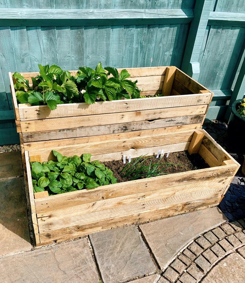 Wooden Garden Veg Box Flower Bed Outdoor Planter Tiered Etsy