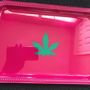 Pot leaf rolling tray w/ matching ashtray
