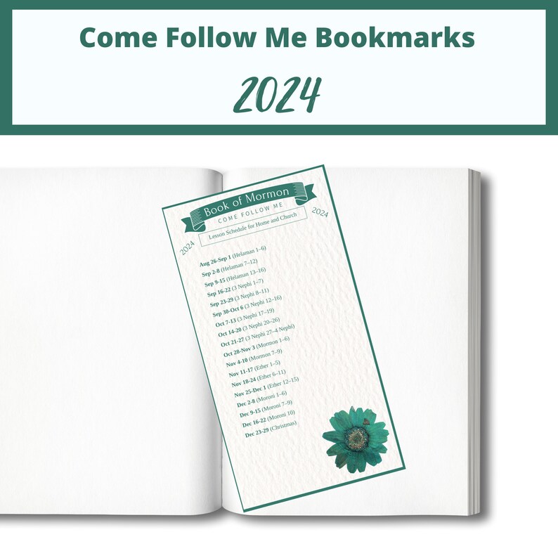 Come Follow Me Lesson Schedule Bookmarks Book of Mormon Etsy UK
