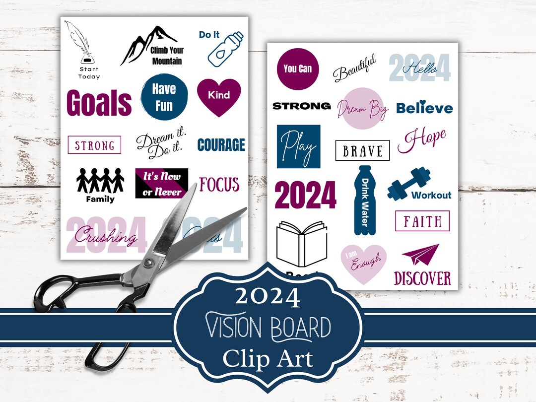 2024 Vision Board Essentials Clipart F r Neujahrsvors tze Etsy de