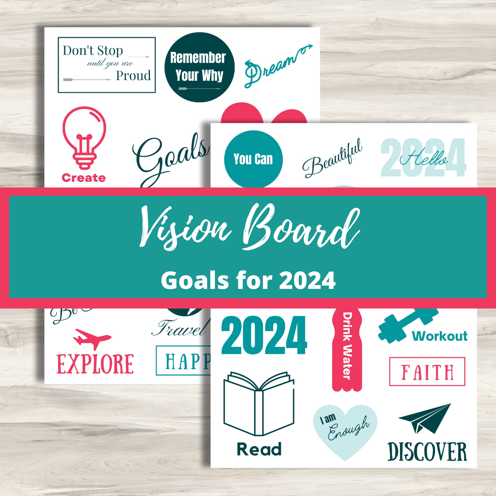 2024 Vision Board Cutouts Inspiring Quotes for Goal Setting and New ...