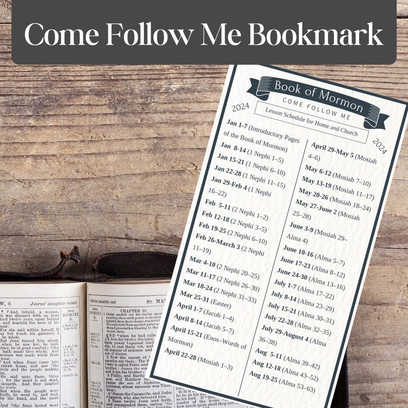Come Follow Me Lesson Schedule Bookmarks for 2024 Perfect Tools for LDS