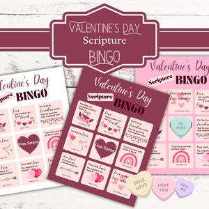 Bingo dos Namorados | Cartões de BINGO de Escrituras para o Dia dos Namorados | Presente de Dia dos Namorados | Dia dos Namorados para impressão