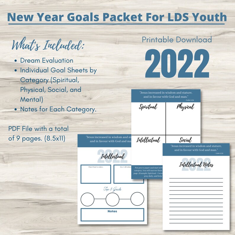 Four Goals Printable LDS Youth Spiritual Physical Etsy