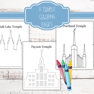 Beautiful Set of 3 LDS Temple Coloring Pages | Printable Mormon Temple Art for Adults and Kids