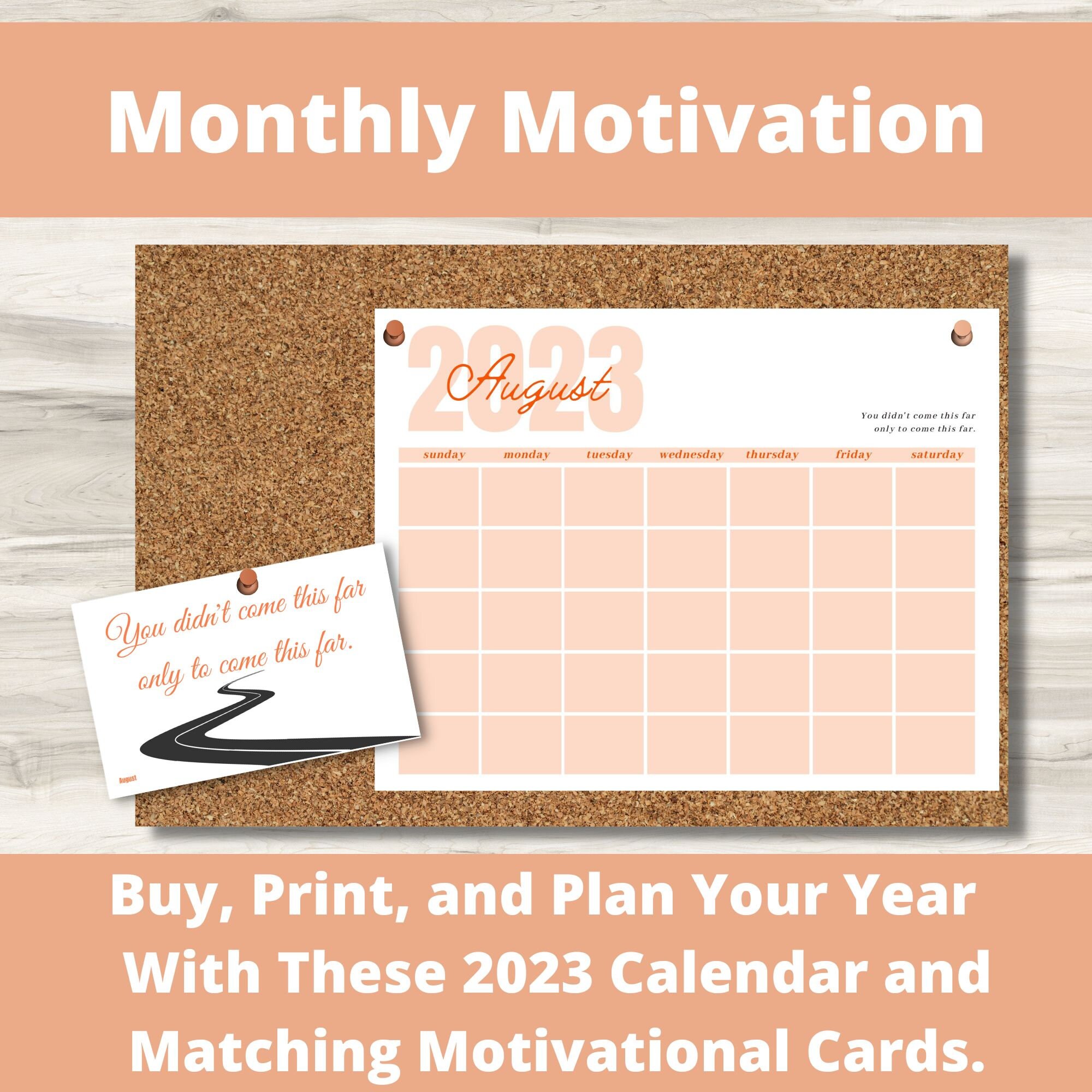 2023 Calendar Matching Monthly Motivational Cards Etsy