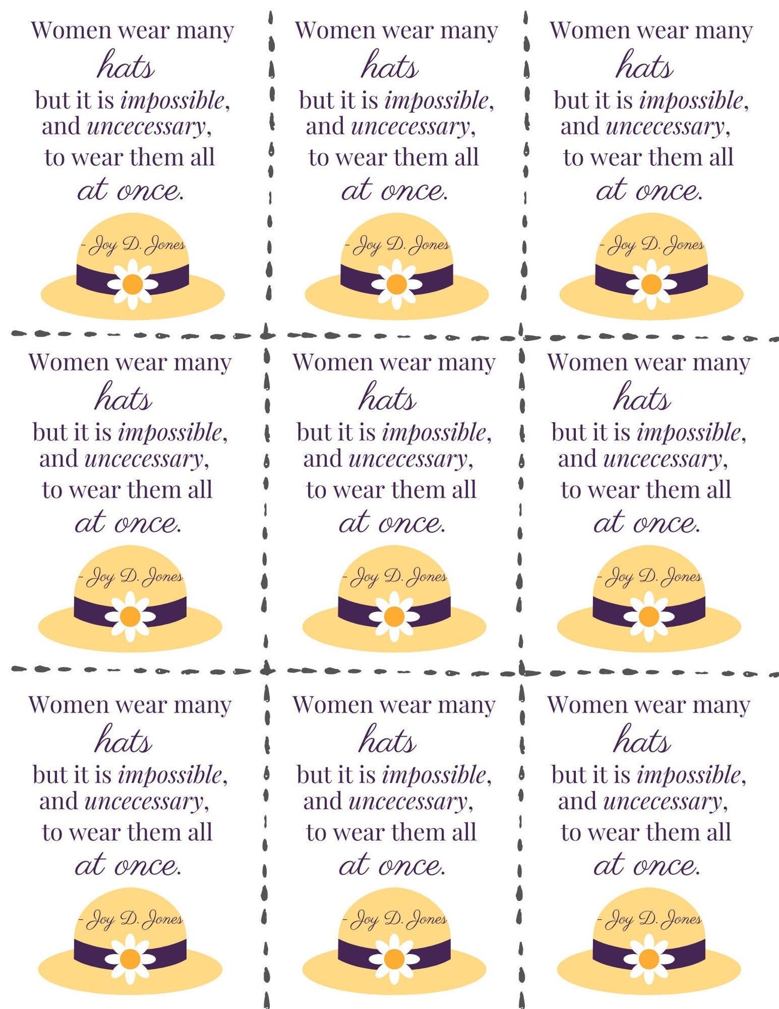 Women Wear Many Hats but it is Impossible and Unecessary to Etsy