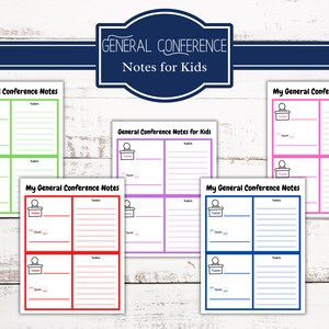 Colorful General Conference Notes for Kids 2024 - Latter Day Saint General Conference for Kids