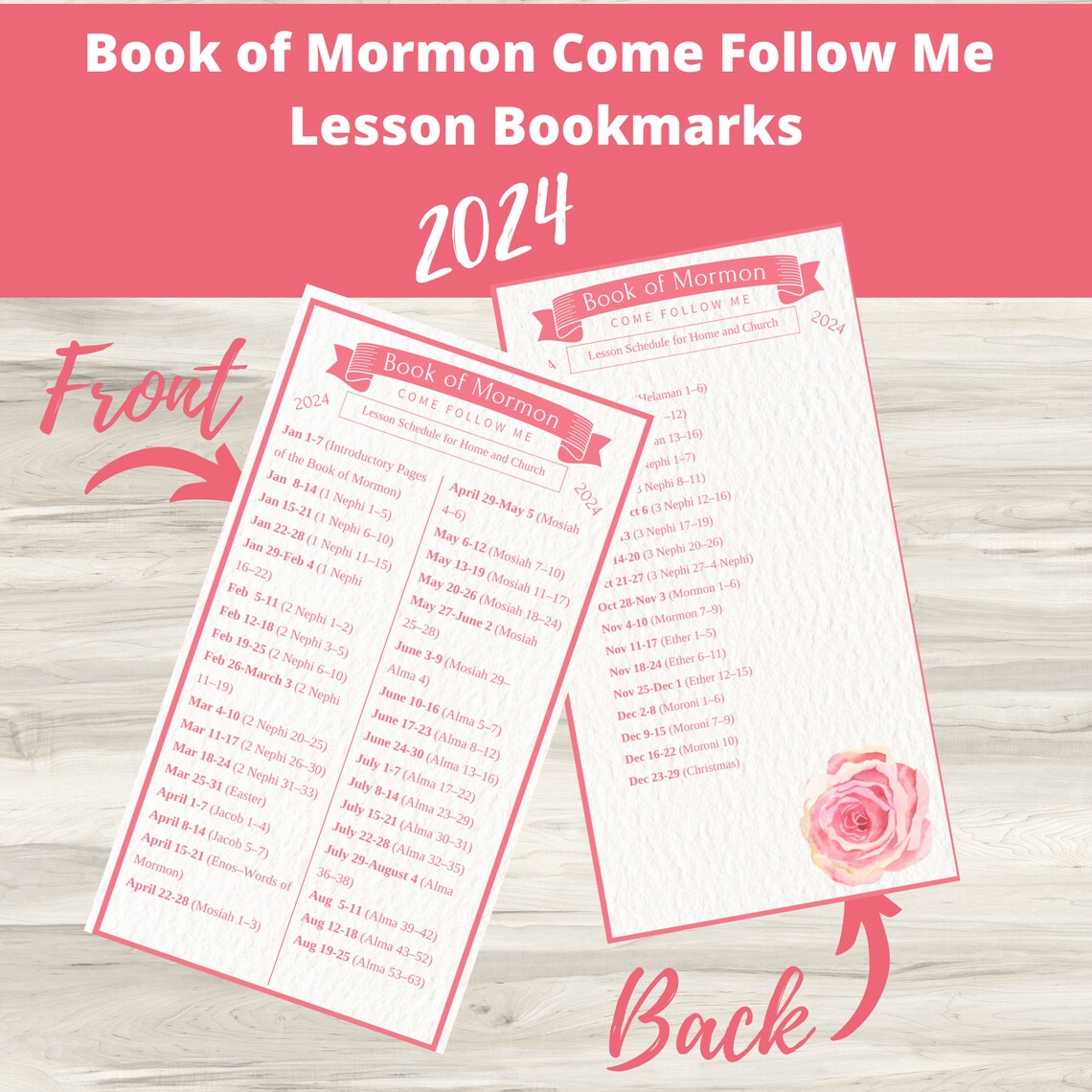 Come Follow Me Lesson Schedule Bookmarks for 2024 Perfect Tools for LDS ...