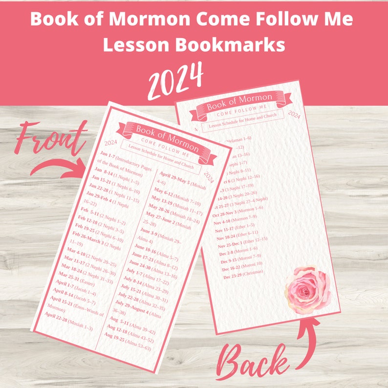 Come Follow Me Lesson Schedule Bookmarks for 2024 Perfect Tools for LDS