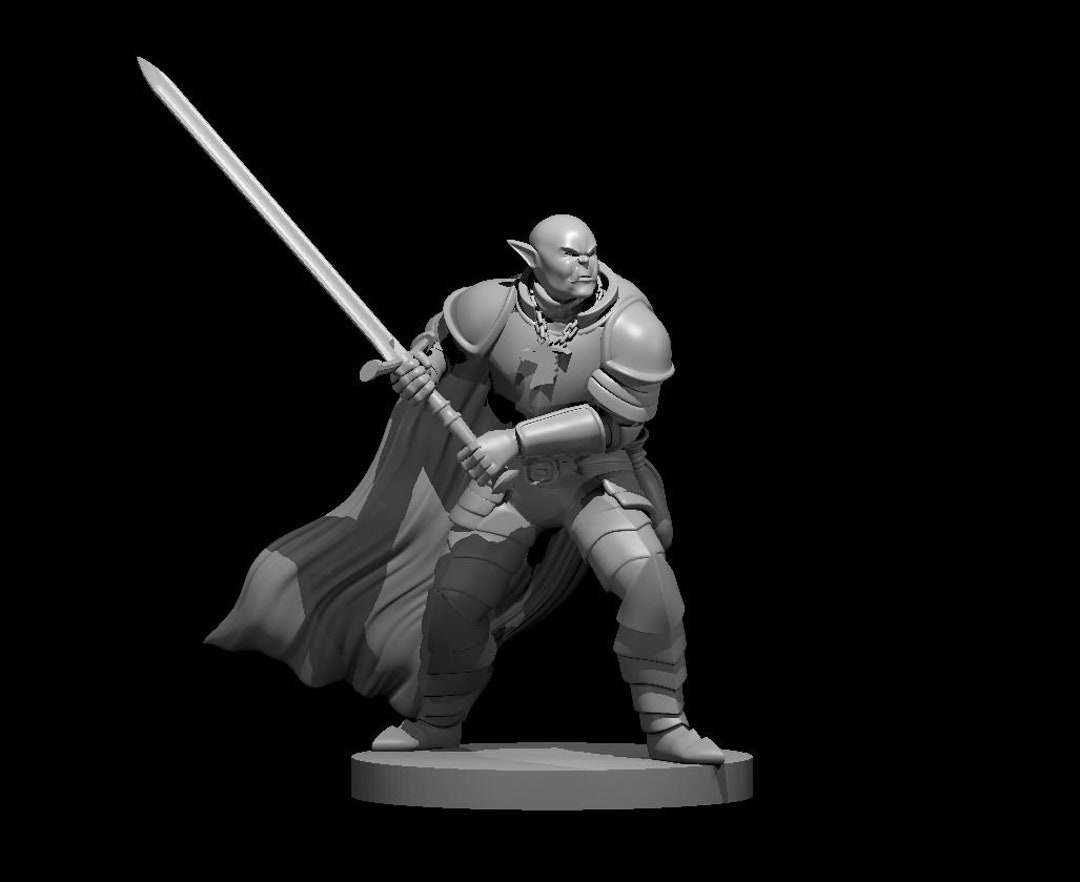 Half-orc Male Paladin - 3D Printed Miniature for Tabletop RPG - Etsy