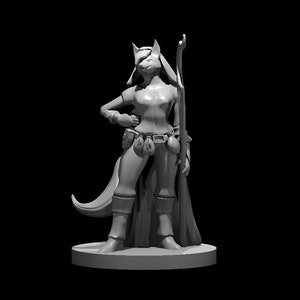 Kitsune Female Druid - 3D Printed Tabletop Miniature
