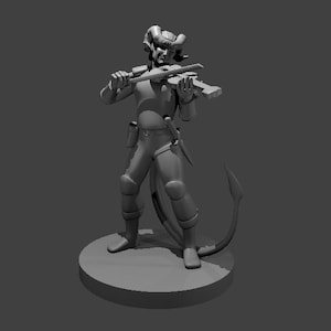 Tiefling Bard with Fiddle - 3D Printed RPG Tabletop Miniature
