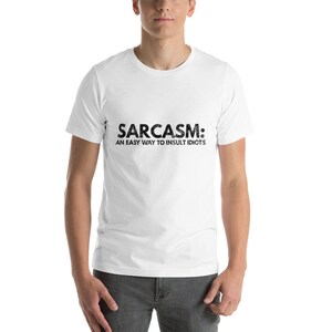Koszulka z krótkim rękawem i napisem „Sarkazm” typu unisex, sarkastyczna koszulka, zabawna koszulka, szalona koszulka, koszulka z ironią, drwina, kpina