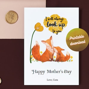 Jetez un œil à vous, carte postale animalière pour la fête des mères 4 x 6, non pliable, comme une salutation de maman, nature renard, édition impression maison, joli pavot mentor, fleur de la forêt