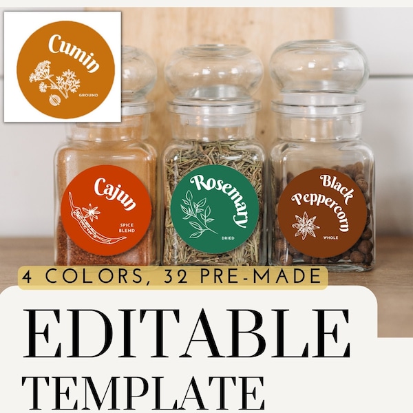 Spice Jar Labels Large Print - Etsy