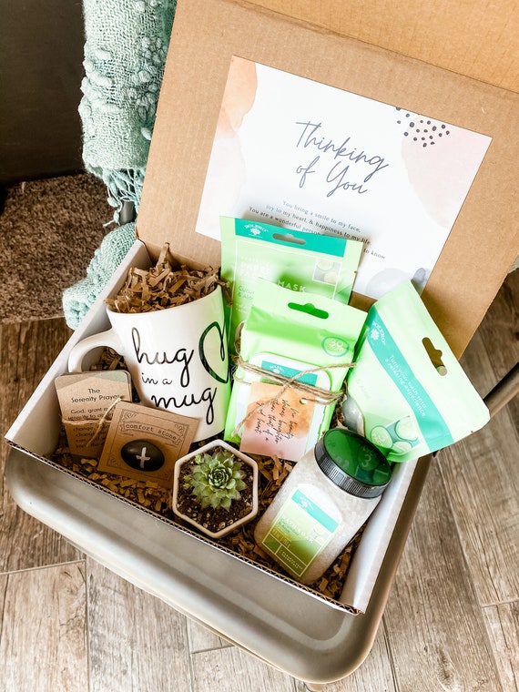 Thinking of You Box (wellness edition) • You are loved • Friendship Box • Caring Box • Live Succulent • Spa Kit
