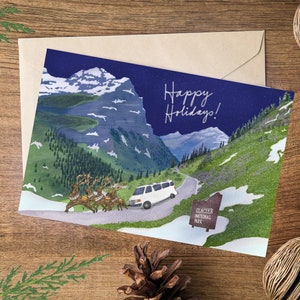 Carte Pour Les Fêtes Amant de voiture au pays des merveilles d'hiver de Mountain Road