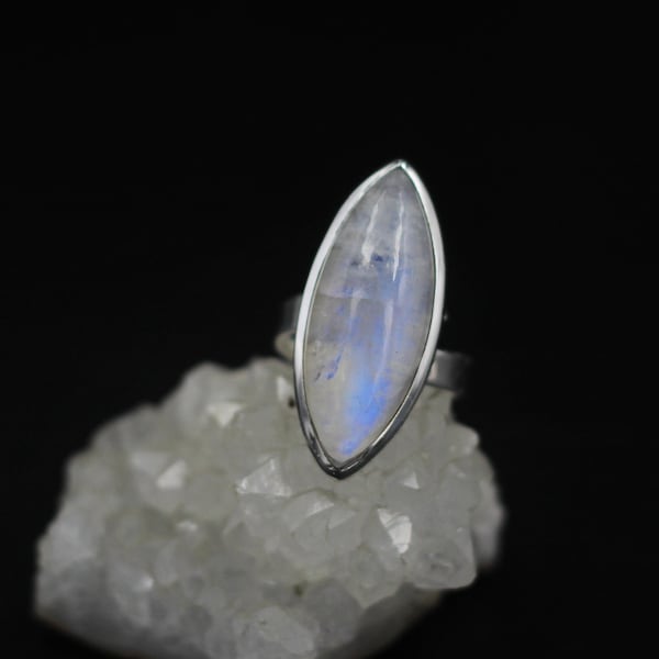 Anello argento 925 Pietra di luna arcobaleno misura 19/20 - 3LO Anello argento 925 Pietra di luna arcobaleno misura 19/20 - 3LO
