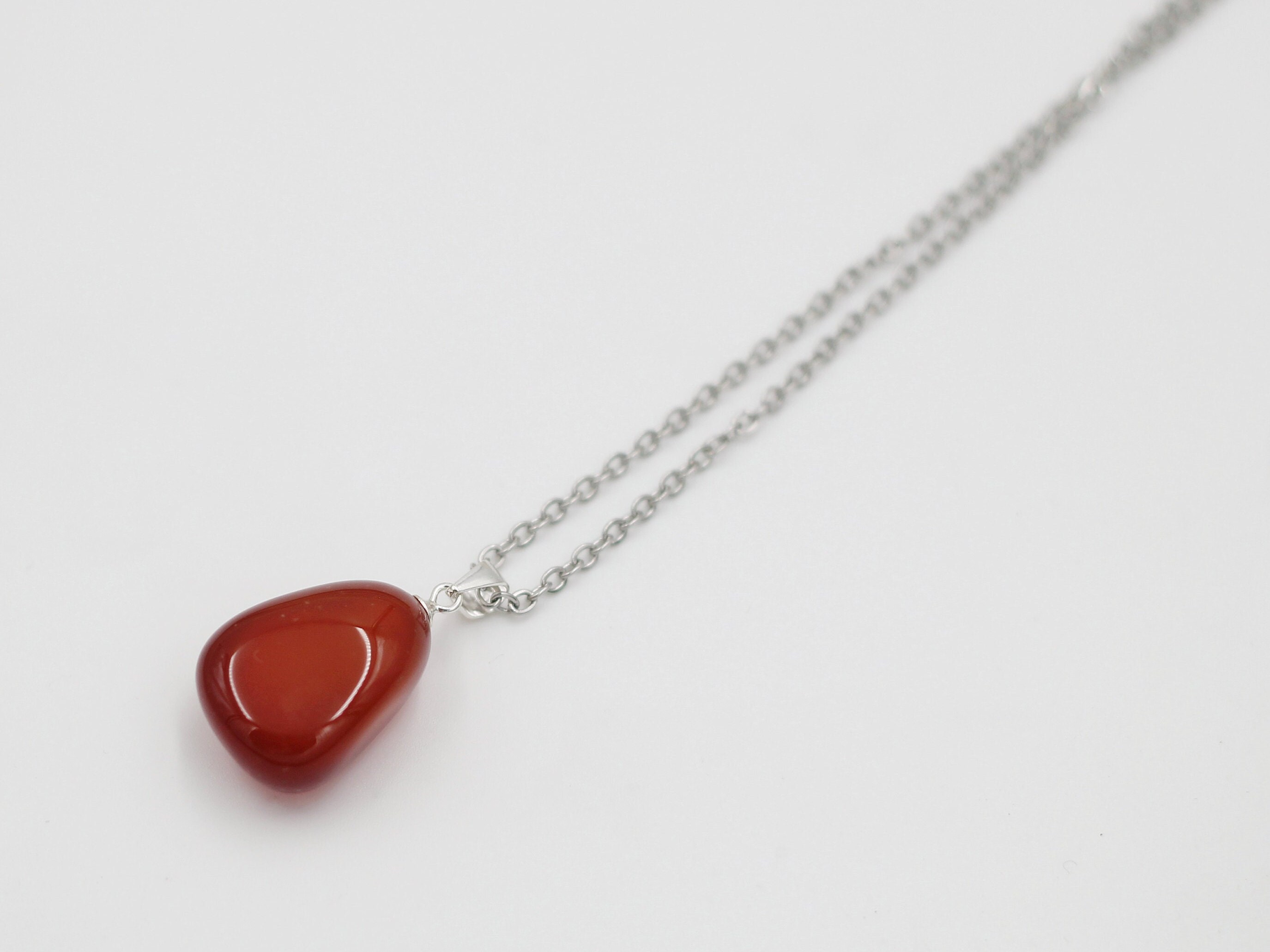 Carnelian Necklace, Small Natural Carnelian Pendant With 925