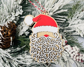 Santa Ornament, Whimsical Santa, Christmas Ornament, Cute Santa Ornament, Secret Santa Gift, Wooden Ornament, Acrylic Ornament, Santa