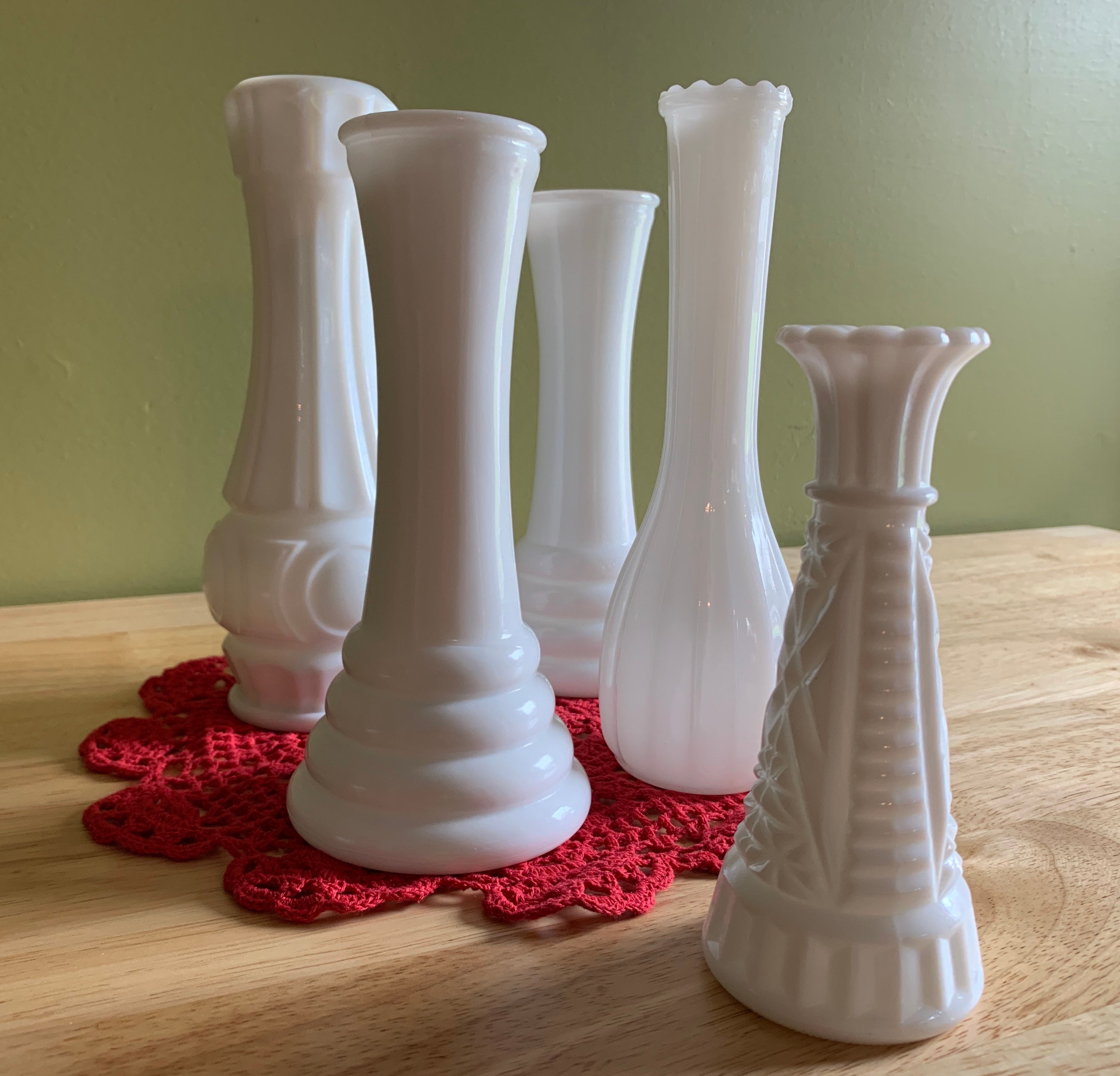 Vintage Milk Vases Assorted designs set of five Etsy