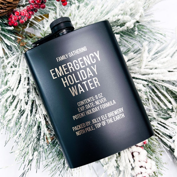 Emergency Water Hip Flask, Funny Gift Flask, Holiday Party Flask, Christmas Gift, Stocking Stuffer, Gift for Him, Whiskey Flask