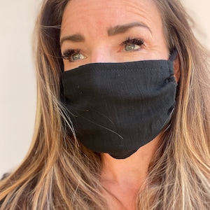Máscara facial de gasa ligera transpirable de una sola capa con nylon suave ajustable elástico delgado 100% algodón Gasa deportiva o ejercicio USA imagen 2