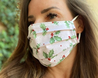 Christmas Face Mask winter green red and white Lightweight adjustable cotton washable fast ship