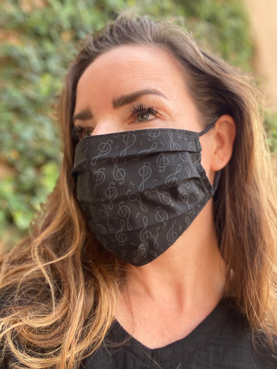 Musical Notes Mask Music Face Mask Linen Notes Musician Cover Shield Adjustable Two Layer ...