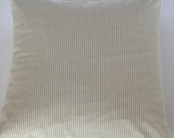 Designer tan and cream thin stripe tiny stripe pillow cover ticking stripe linen block print 24 x 24 | 22 x 22 | 20 x 20 | 14 x 20 Jackson