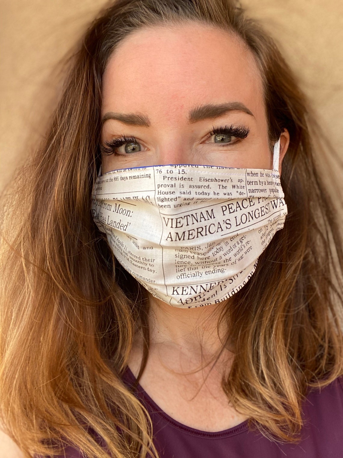 Newspaper face mask Classified paper adjustable ear elastic Etsy