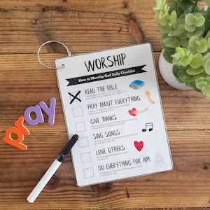 Worship Checklist for Kids, Bible Activities for Kids, Kid's Bible Verse, Sunday School, Homeschool, Instant Download