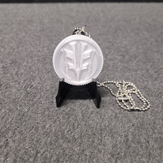 Power Coin Necklace | Silver 3D Printed Coin | Power Rangers