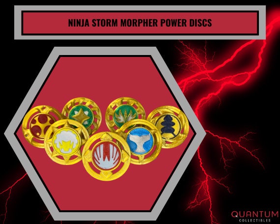 Lot of 3 Power Rangers Ninja Steel Fidget Spinners by Fijix Yellow Blue Gold