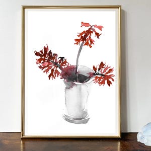 Watercolor &quot;Red Hyacinths&quot; – Floral Still Life Painting – Unique Art