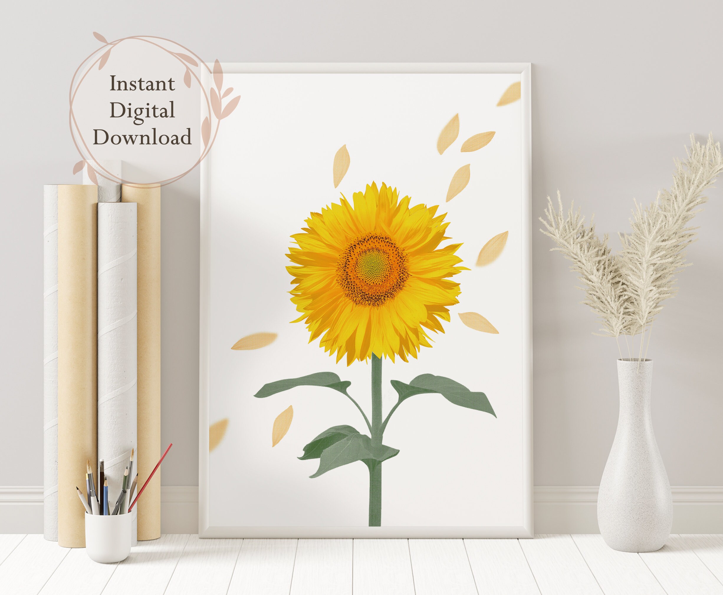 Prints Art &amp; Collectibles Printable Sunflower Wall Art Wall Decor ...