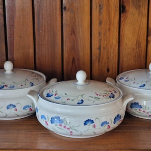 Vintage Royal Doulton Expressions Windermere China serving tureens with lids.