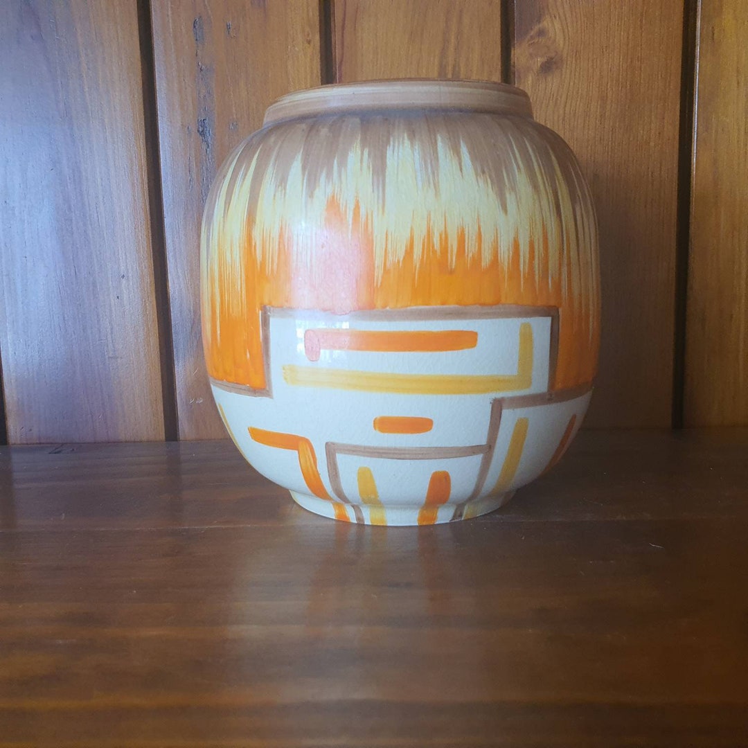Rare Vintage Art Deco Roskyl British Pottery Vase. Bold Etsy