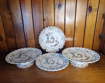 Antique Copeland Canton Pattern. Footed plates and 8.5 inch plates. Dated 1879.