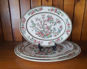 Vintage Johnson Bros Indian Tree Oval Plates / Platters. Free post in the UK.