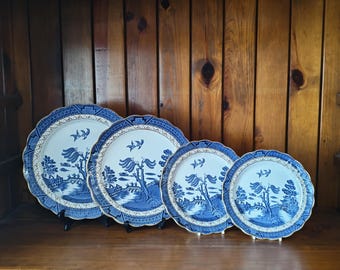 Assiettes en vrai vieux saule Booths, saule bleu anglais vintage Chine, dîner Booths Angleterre / accompagnement / assiette à dessert, remplacement des accessoires de transfert