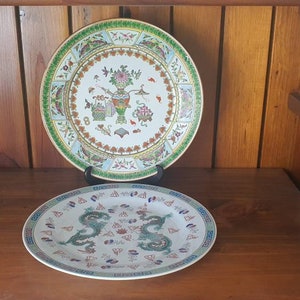 Vintage Chinese porcelain decorative plates, made in Jingdezhen.